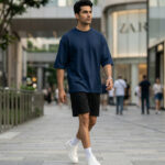 Premium Navy Blue Oversized Cotton T-Shirt for Men